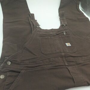 Carhartt Womens Duck Bib Overalls OR2438-W 1X Loose Fit Dark Brown 16W/18W Chore